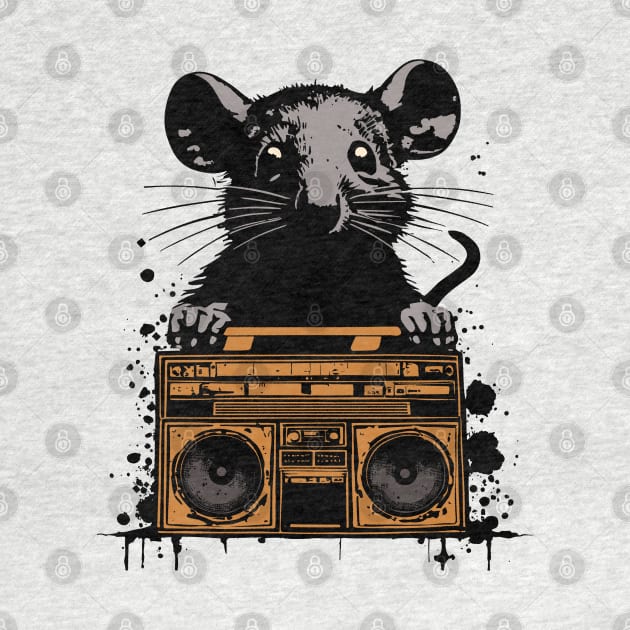 Boombox Rat Graffiti Splash Art by SunGraphicsLab